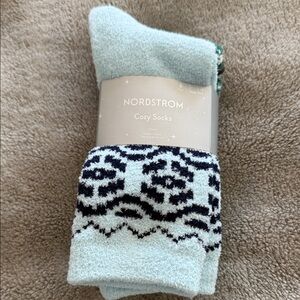 Nordstrom Soft Aqua and Black Patterned Socks